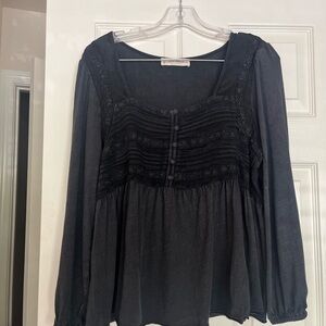 Lucky Brand Black Long Sleeve Top